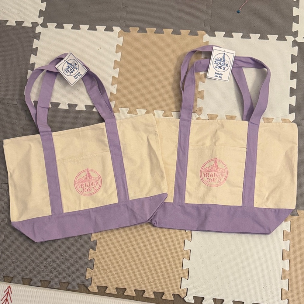 Trader Joe's Limited Edition - Lavender Canvas Shopper Tote Large Set.